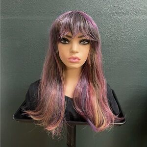 Purple / Multicolor Wig, Oil Slick Synthetic Hair Wig for Women Cosplay